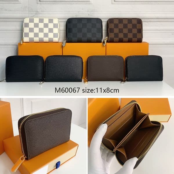 Designer leather Wallet High quality clip Metal buckle Wallet Lattice zipper Luxury Women Card Holder Purse credit card holder Handbag Money Bag With box M60067