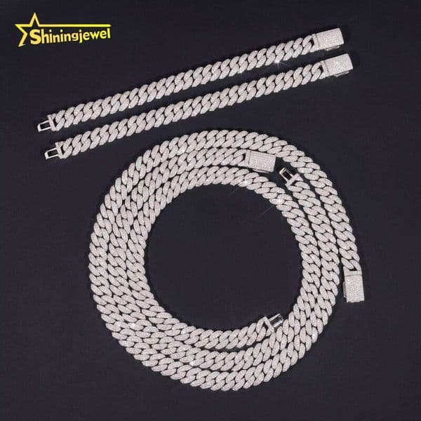 Luxurious Moissanite Cuban Necklace - Sier Waterproof Jewelry Manufacturer 100+ Chain Design Length 7"-24"