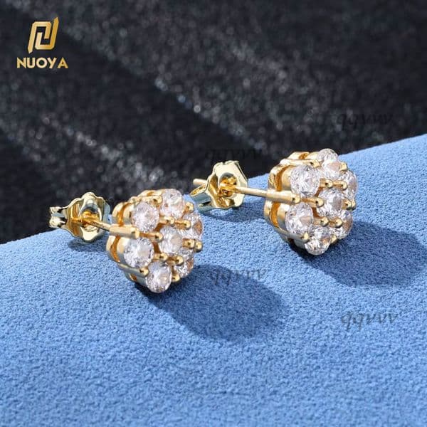 Nuoya Fine Jewelry Iced Out Diamond Vvs Moissanite Earrings Men 925 Sterling Silver Stud Earrings Women Jewelryqqvvv