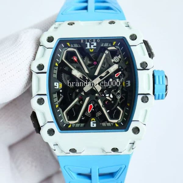 ZY RM35-03 watch features a fully automatic mechanical movement Sapphire mirror NTPT carbon fiber case with a natural rubber strap Designer watches, luxury watches