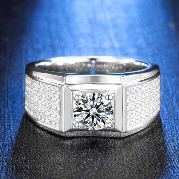 Moissanite Sterling Silver Men's Series Ring