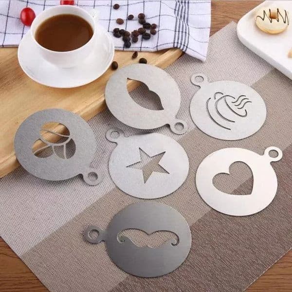 Stainless Steel Coffee Pattern Mold Thick Coffee Foam Spraying Tool Mold Coffee Decoration Coffee Accessories Decoration Tool 250414BJ