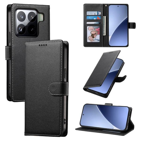 Phone Cases For Xiaomi 17 15T POCO F7 X7 X6 Redmi A5 A4 15C 14C Note 15 14 13 Pro Max Plus Ultra 4G 5G Wallet Leather Lychee Case With ID Pocket