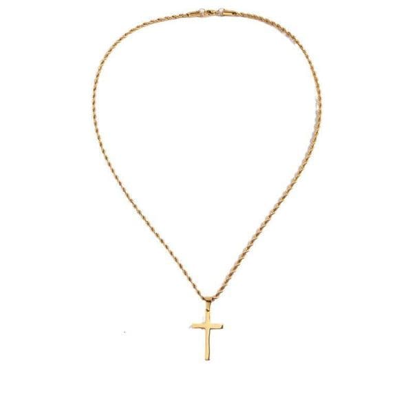 Titanium necklace, stainless steel men's high grade Fried Dough Twists chain, double cross, fashionable, versatile and colorfast pendant