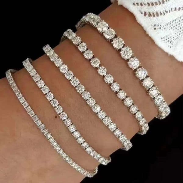 Hip-Hop Iced Out 2mm 3mm 4mm S Sterling Sier VVS Chalcedony Lab Tennis Chain Bracelet