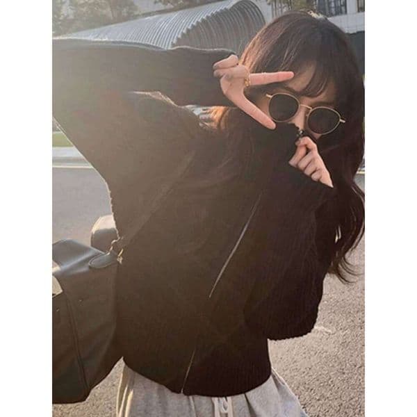 High-Necked Knitted Cardigan Sweater Women's Autumn And Winter New Cashmere Bottoming Coat Is Thick Outside. 251119