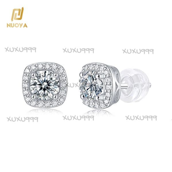 Iced Nuoya Out Moissanite Stud Earrings 925 Sterling Silver Round Cut 05ct d Vvs Pass Diamond Tester Moissanite Fine Jewelry