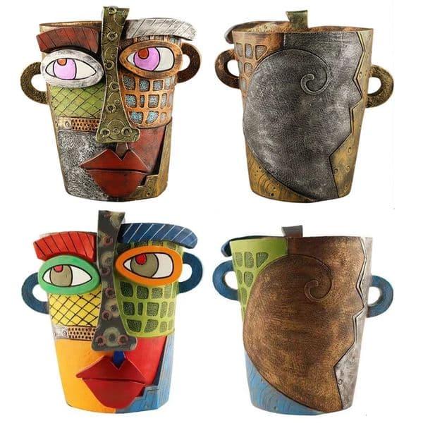 Handmade Brutalist Beauty Face Flower Pot Resin Abstract Beauty Face Potted Plant Container Green Plant Potted Flower Basket 251112