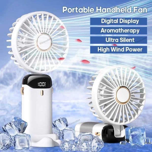 Outdoor travel small portable handheld fan 800mAh mini charging silent fan 5-speed USB foldable electric wearable neck fan Z250419