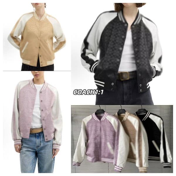 Designer, new double-sided striped baseball jacket for women, single-breasted baseball collar, long-sleeved jacket, soft and skin-friendly fabric