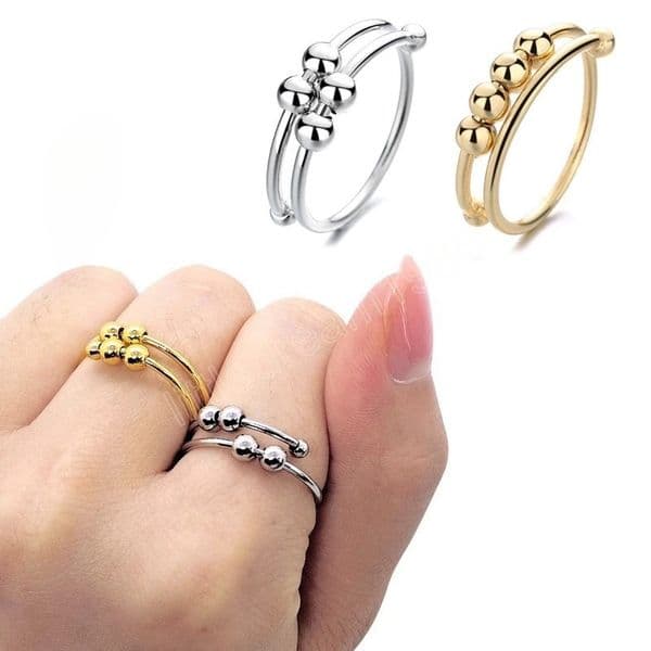 Antistress Ring Fidget Spinner Toys Unisex Rotate Freely Anti Stress Ring Single Coil Spiral Beads Rings Jewlery Gifts