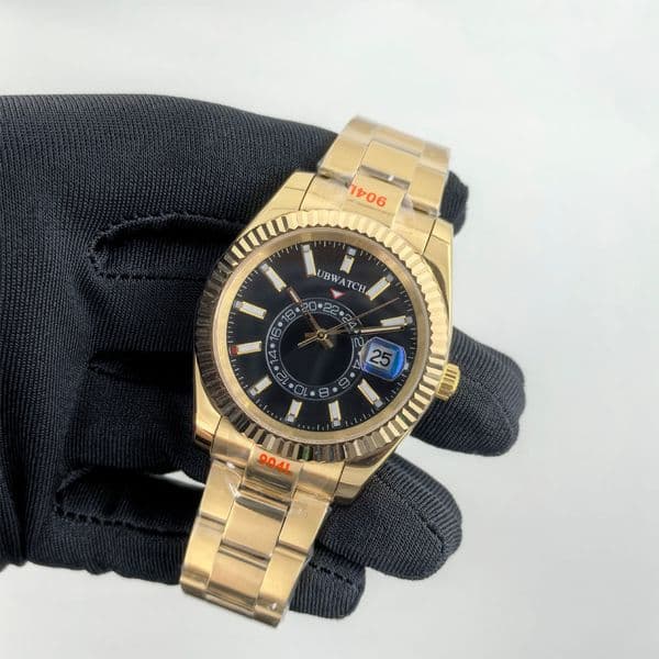 Jason007u1 Store St9 SkyD Blue Sky Luxury Style 42MM Automatic Mechanical Movement Mens Watches Sapphire Crystal Yellow Gold Case Black Dial Men's Wristwatches