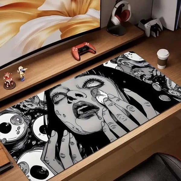 Horror anime girl Mouse Pad rubber anti-slip Desk Mat gamer pc accessories Gaming mat keypad mousepad suitable for work and gameM251119