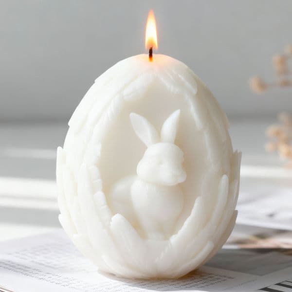Easter Bunny Egg-Shaped Scented Candle Mold DIY Craft Kit Resin Drip Art Decorative Mold for Handmade Easter Rabbit Candles Z260520