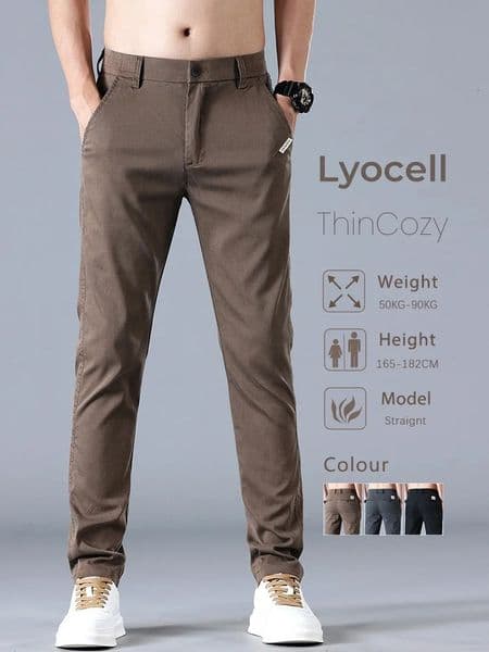 Lyocell fabric twill mens casual pants for spring and summer slim fit business clothing 250418BJ
