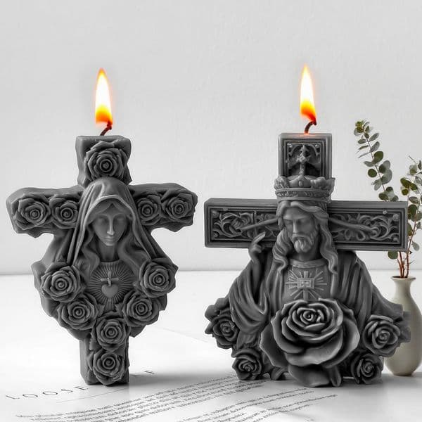 Silicone Mold for Cross-Shaped Incense Candles Silicone Mold for Halloween Cross-Shaped Drip Resin and Plaster Castings Z260520