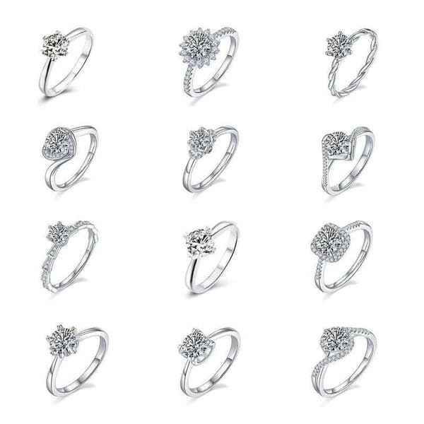 Moissanite Lab Engagement Jewelry Bridal Set Gift Pure Silver 14k Gold Plated GRA VVS Wedding Women's Ring