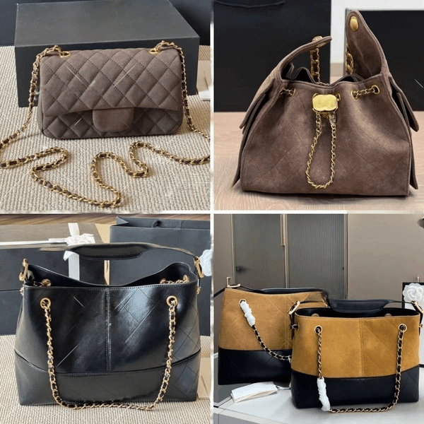 25bag high Quality Designer 25cf hip hop bag Bucket Bags for Women brown suede Cowhide Leather Bag Luxury Handbags Large capacity tote Shoulder C Chain Crossbod