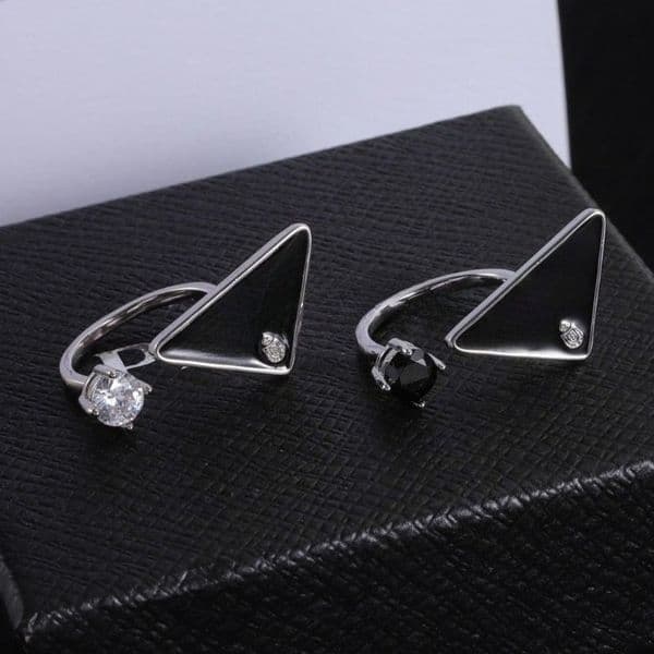Unisex Ring Designer Triangle Letter Rings for Man and Woman Luxury Diamond Open Ring Couple Rings Fashion Jewelry High-quality