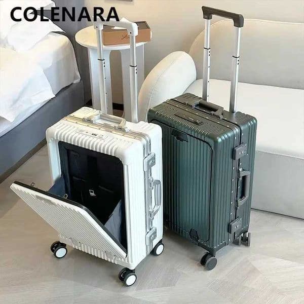 COLENARA ABSPC Suitcase Front Opening Boarding Case Aluminum Frame Trolley Case Laptop Cipher Case 182024 Inch Luggage K251120T260525