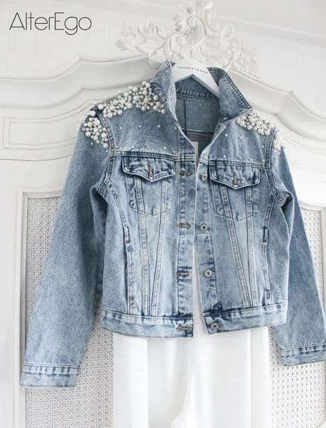 y denim jacket bride pearl future wedding womens clothing solid color 250418