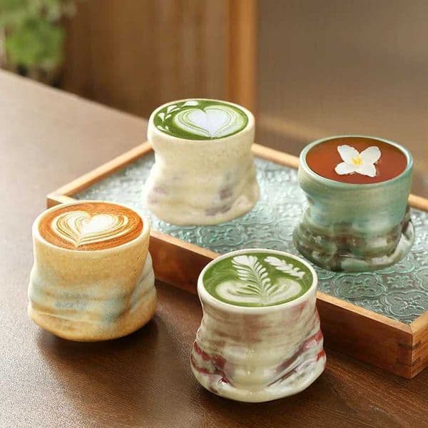Rough pottery vintage espresso cup Creative hand-crafted pottery creased irregular ceramic cup coffee cups Y251119