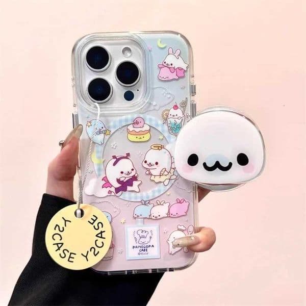Magnetic attraction paintings gradient baby seal Phone case with magnetic bracket for iPhone 11 12 13 14 15 16 17 Pro maxW251120