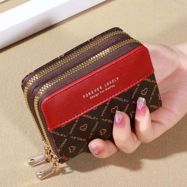 RFID Protection Mini Wallet - Chic Faux Leather With Double Zipper, Multiple Card Slots & Slip Pocket, Compact Classic Clutch