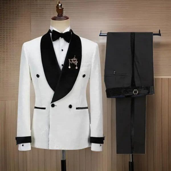 Mens Double breasted Flower Set Black Velvet Shawl Collar Groom Evening Dress Customized Jacket with Pants Wedding 250420BJ