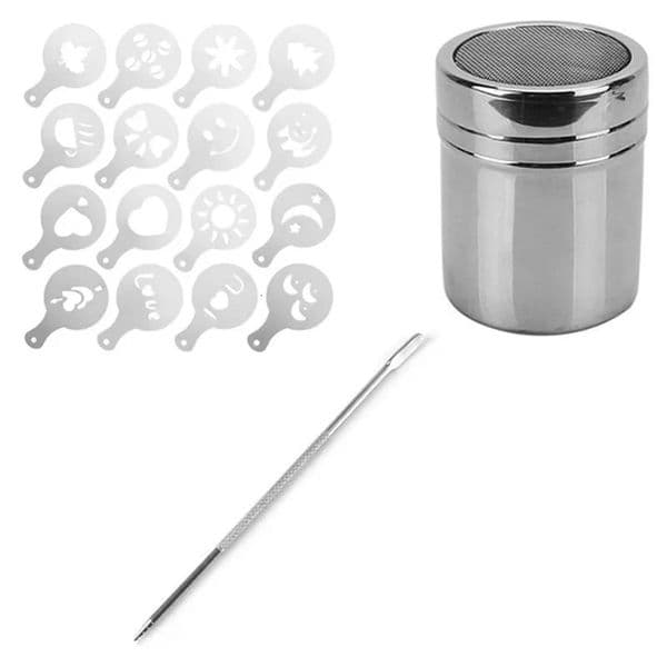 Coffee Writing Stencil Chocolate Shaker Cocoa Flour Sifter 16 Coffee Stencil Template Stencil for Drawing on Coffee 250414BJ