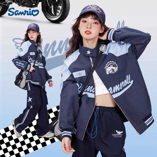 Sanrio Cinnamoroll Kuromi Biker Coat Racer Jacket Outdoors Cartoon Kawaii Female Loose Warm Windproof Couple Y2K Jacket Gift H251120