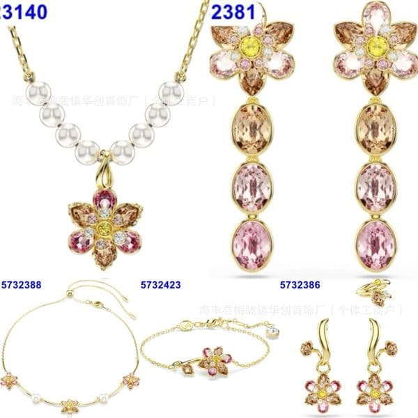 Swarovksily Necklace Designer Swan Necklace For Women Jewerly Flower Pearl Crystal Necklace Collarbone Chain Set Pendant Earrings Bracelet Set