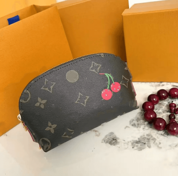 5A designer colorful nice cosmetic bag toiletry pouch makeup bag cases takashi murakami women cherry blossom nice vanity travel bag clutch handbags purses wallets