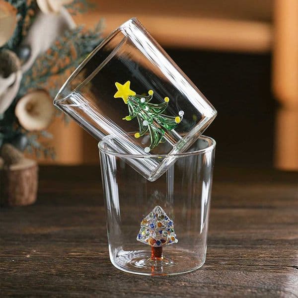 Creative Glass Christmas Cup 3D Christmas Tree Inside Mug Wine Glass for Daily Party Drinking Glasses Coffee Milk Mug Lover Gift Y251119