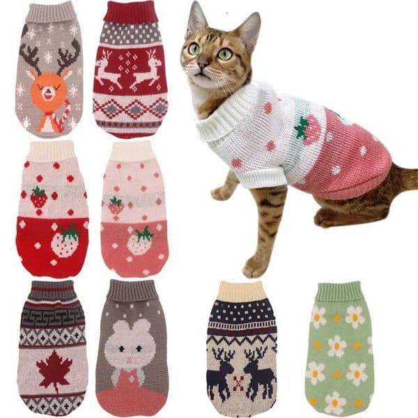 Pet Clothes for Small Medium Dogs Christmas Knitte Dog Sweater Winter Warm Cat Sweater Corgi Teddy Coat Pet New Year SuppliesM251120