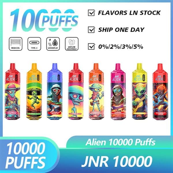 JNR Alien 10000 Puffs Disposable Vapes 0% 2% 5% Nicotine 850mAh Rechargeable Battery Device 10K Puffs Eu Warehouse334r