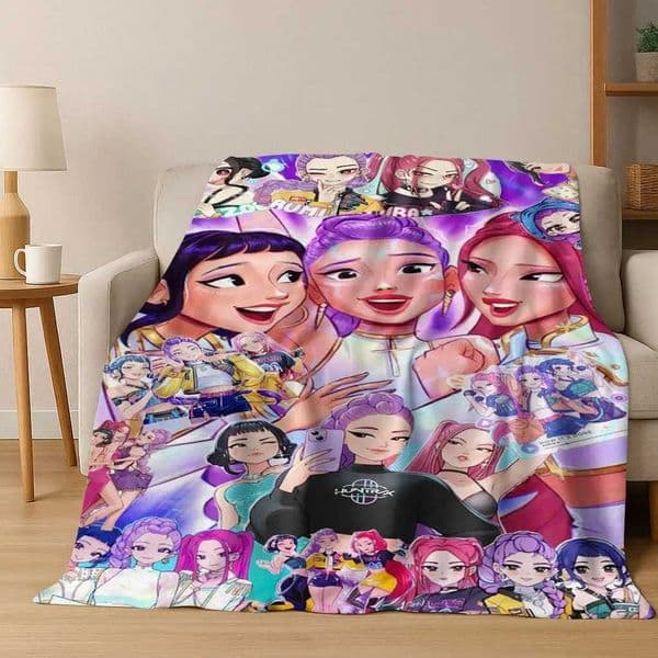 Kpop Demon Hunters Rumi Mira Zoey Music Cartoon Cute Flannel Blanket Soft Warm Blanket for Bedroom Living Room Bed Picnic GiftXJ251120