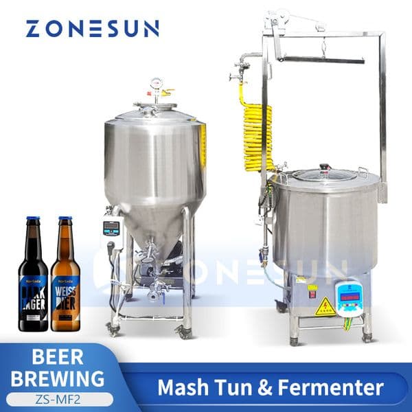 ZONESUN ZS-MF2 Stainless Steel Mash Tun and Fermenter Set Beer Brewing Brewery Equipment for Professional and Home Brew Production