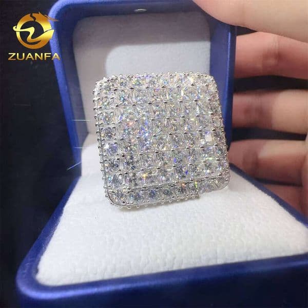 Iced Out Hip Hop Jewelry Sterling Silver fashion Luxury VVS Moissanite Female Ring