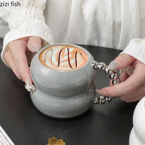 Ceramic Mug Electroplated Bead Dot Coffee Cup Milk Cup Afternoon Tea Cup Beverage Cups Household Water Cups Couple Cups Y251119