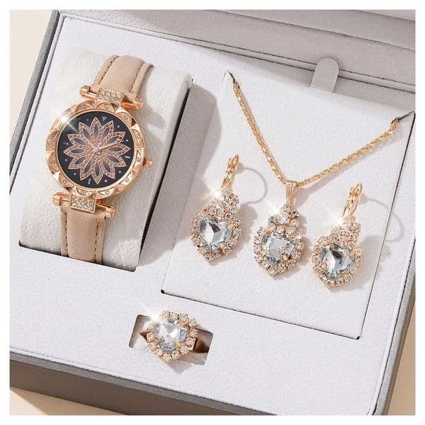 Watches Sets Gifts for Women Crystal Bling Wristwatch Jewelry Kit Gift for Mom Wife Girlfriend W251120
