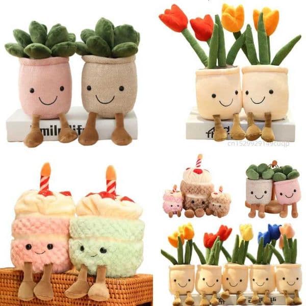 Cute Hot Sale Cake Plush Doll Pendant Succulent Flower Tulip Plant Potted Plush Toy Home Decoration Gift For ChildrenXJ251120