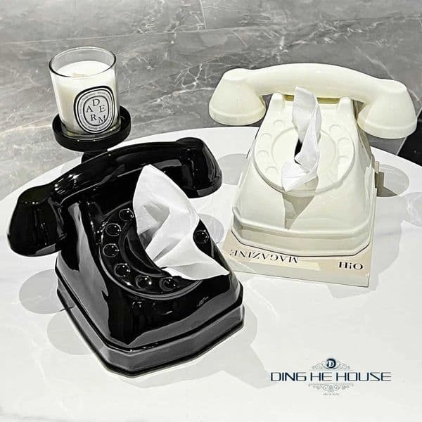 Creative Personty Retro Telephone Tissue Box Household Living Room Bedroom Table Decorative Style Storage Box C251120