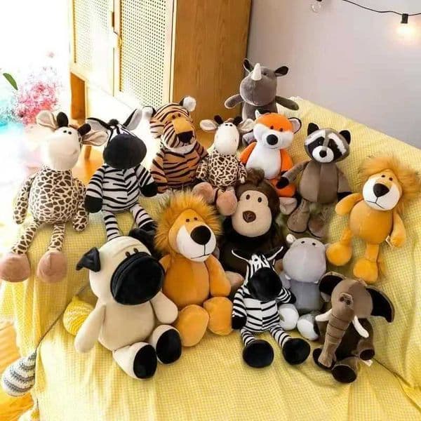Stuffed Plush Animals Toys Soft Dolls Jungle Lion Elephant Tiger Dog Fox Monkey Deer Children Gift Kaii Baby Kids Hobbie ToysXJ251120