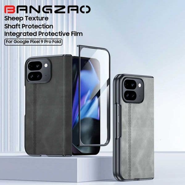 for Google Pixel 9 Pro Fold Phone Case Sheepskin Texture Magnetic Hinge Protective Case Integrated Protective FilmW251120