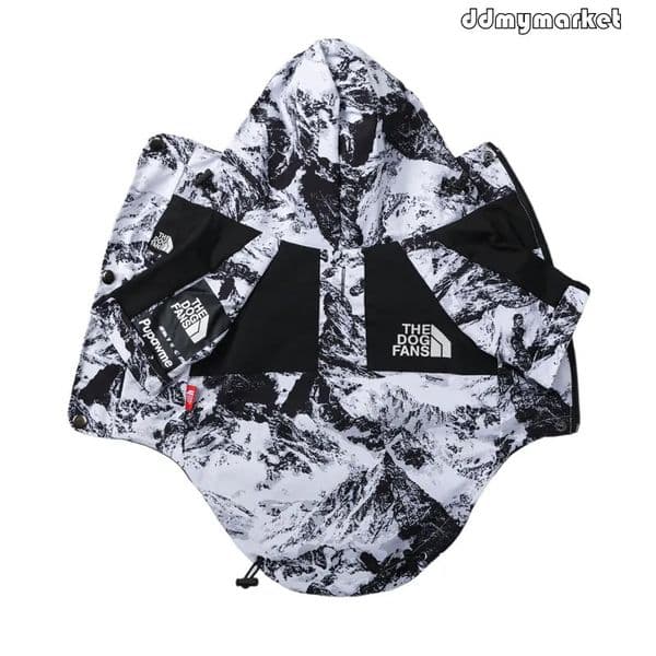 THE DOG FANS Winter Coat, Waterproof Dog Hooded Jacket, Windproof Black White Snow Mountain Color Scheme Coat with Leash Hole for Small Medium Large Dogs 5XL ddmymarket