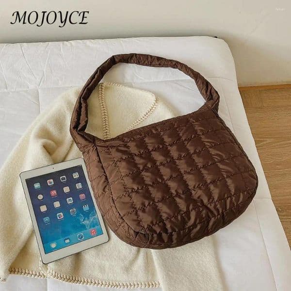 Totes Autumn Winter Vintage Shoulder Bag Nylon Lattice Design Pure Color Large Capacity Crossbody Bags