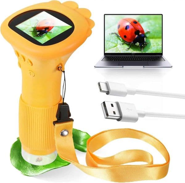 Kids Microscope 1000x Magnifier Microscope 200 Megapixels With LED Photo Video Function Educational Toys Science For Children X251121