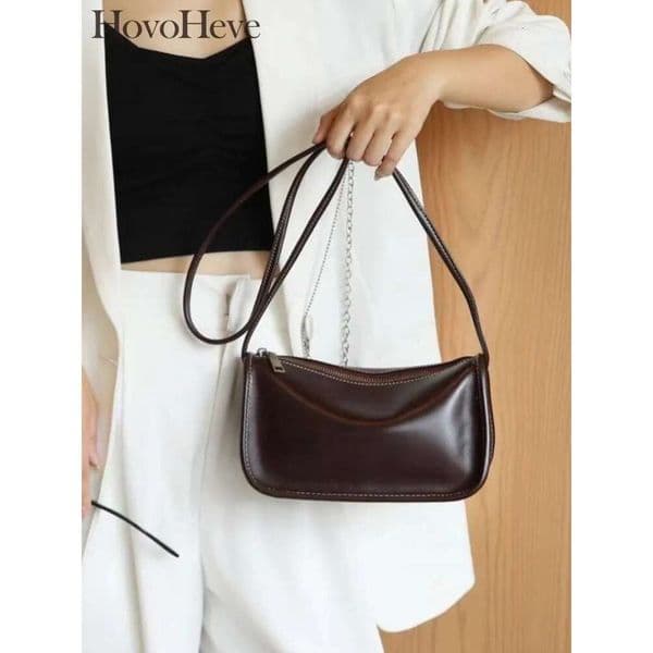 Designer Bag Casual Women Single Shoulder Bag Zipper Soft Cowskin Genuine Leather Versatile Solid Color Ladies Fashion Crossbody Bags
