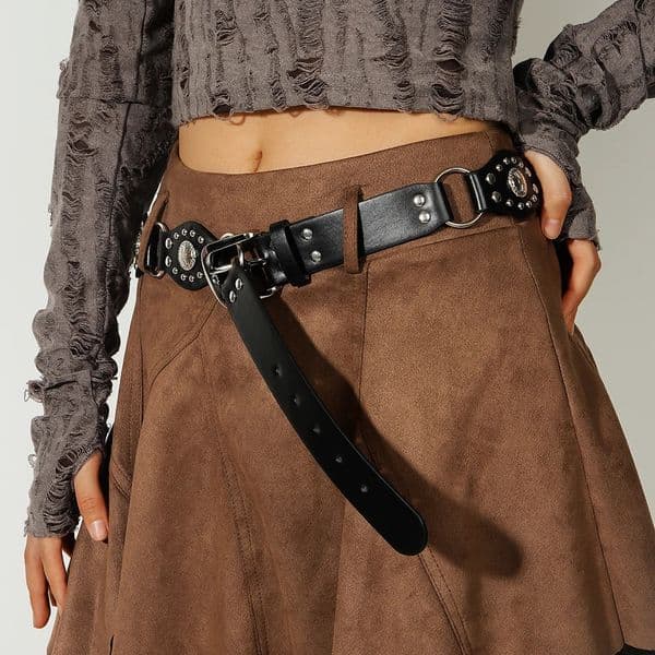 Spice Girl Rivet slim-fit Belt Retro Millennial style spliced wide belt Personality trend belt jeans belt 250420